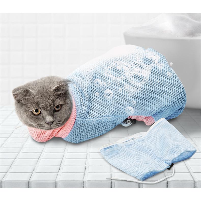 猫用 グルーミングバッグ シャンプー お風呂 バッグ ペット用 保障できる 保護ネット 通院ネット 暴れる猫ちゃん対策 爪切り 耳掃除 メッシュネット