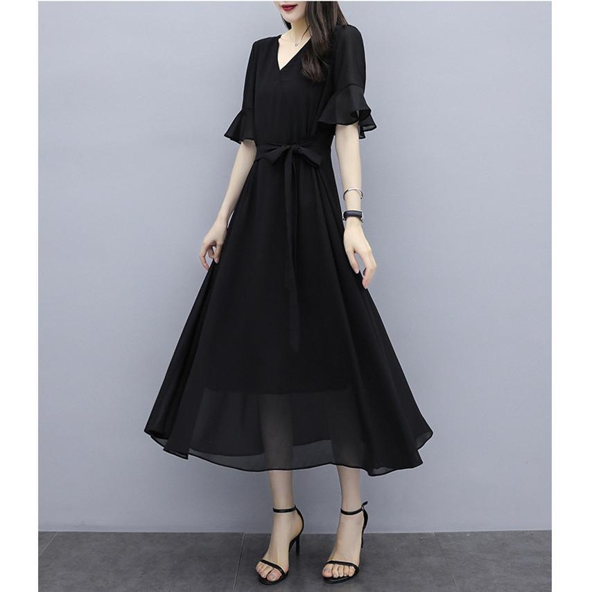 Sale 80 Off ワンピース レディース シフォンスカート マキシ丈 膝丈 夏 ウエストリボン 体型カバー パーティードレス フォーマル 通勤 結婚式ドレス 40代50代