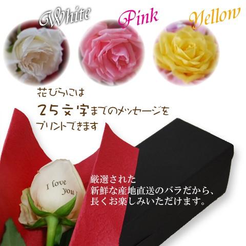 メッセージローズ 1本 送料無料 25文字以内で薔薇の花弁に印字できます