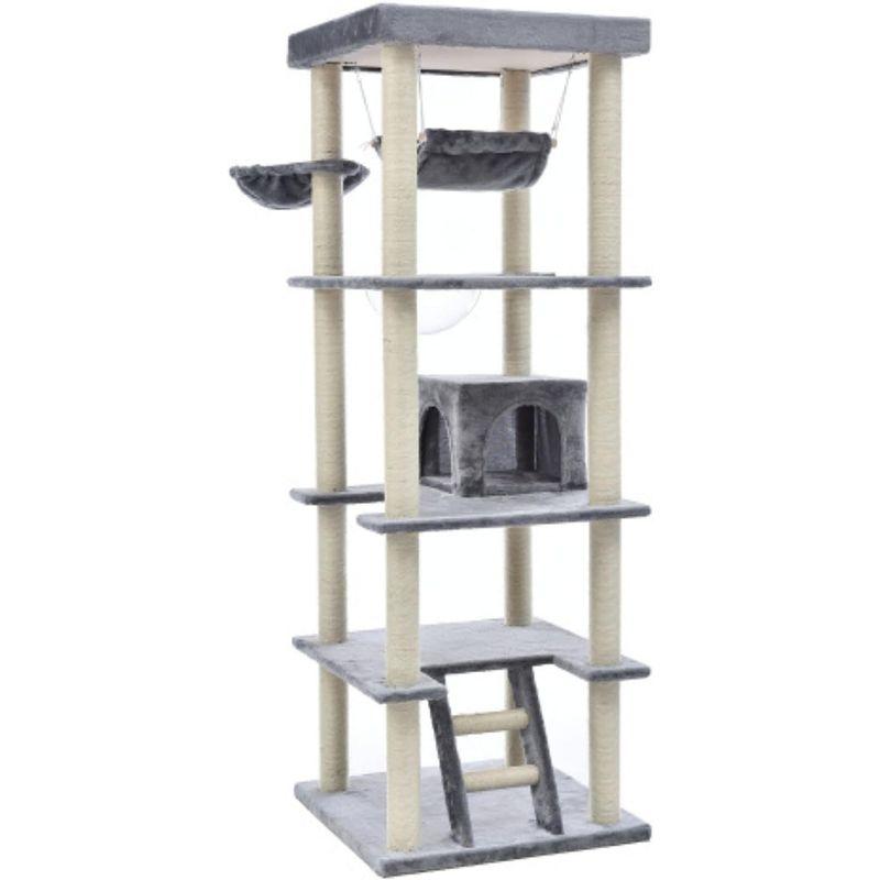 【値下げ中】 BTM キャットタワー 据え置き 省スペース 麻紐 多頭飼い ハンモック付き 段階 爪とぎ 全面麻紐 猫タワー スリム キャットハウス 猫 【K2014232388】(10166円)