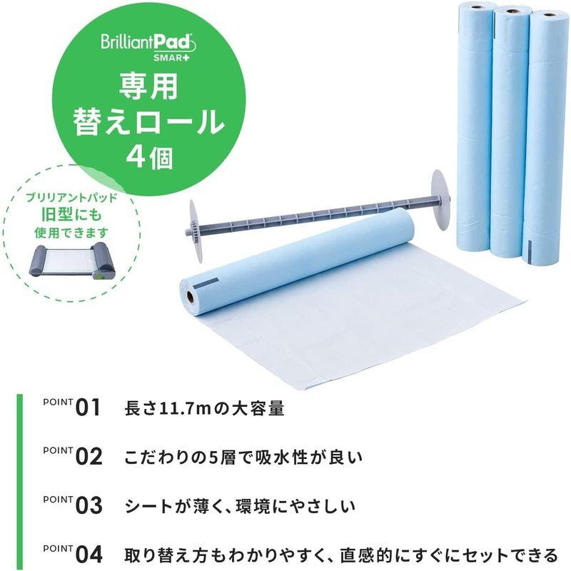 匿名配送 OFT替えロール4個 ブリリアントパッド SMART 全自動 犬トイレお掃除簡単 ニオイ消臭 犬トイレトレー 吸水 シーツ約22枚分×4回 【S2502610535】(12631円)