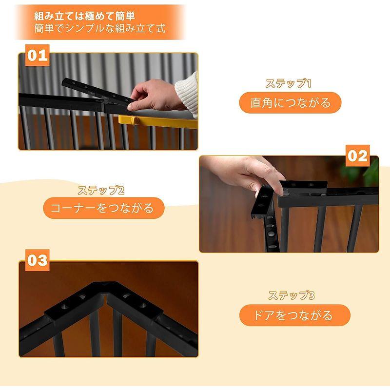 Rsoeei 黒いペットサークル 室内 ドッグサークル12面 犬 サークルケージ 小型 おしゃれ ペットフェンス ドア付き DIY ゲージ ペットフェンス 黒いペットサークル 室内 ドッグサークル12面 犬 サークルケージ 小型 おしゃれ ドア付き DIY ゲージ