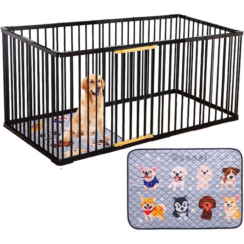 Rsoeei 黒いペットサークル 室内 ドッグサークル12面 犬 サークルケージ 小型 おしゃれ ペットフェンス ドア付き DIY ゲージ ペットフェンス 黒いペットサークル 室内 ドッグサークル12面 犬 サークルケージ 小型 おしゃれ ドア付き DIY ゲージ