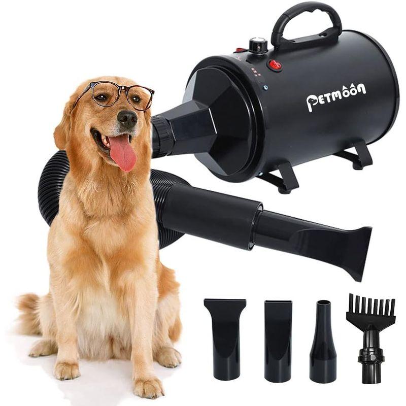Petmoon ペットドライヤー ペットヘアードライヤー ブロワー 無段階速度制御 送風機 4つのノズル付き 風速、温度調整可能 強いブロー ペットドライヤー ペットヘアードライヤー ブロワー 無段階速度制御 送風機 4つのノズル付き 風速 温度調整可能 強いブロー