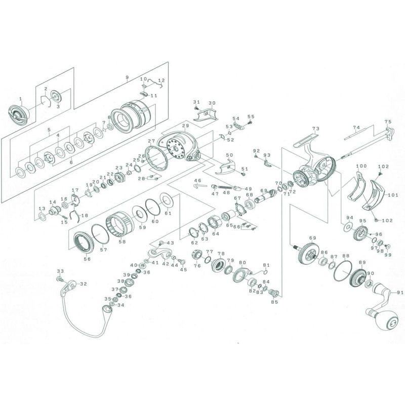 ダイワ(DAIWA) 純正パーツ 21 セルテート SW 5000-H ハンドル 部品番号:91 部品コード:1H2B54 部品番号 部品コード 1H2B54 DAIWA 純正パーツ セルテート SW ハンドル