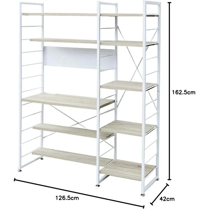 山善 シェルフデスク (pcデスク) ラック付き (左右付け替え可能) 2口コンセント/バックパネル付き 棚板カンタン高さ調節 連結可能 学 シェルフデスク pcデスク ラック付き 左右付け替え可能 2口コンセント/バックパネル付き 棚板カンタン高さ調節 連結可能 学 F10kg