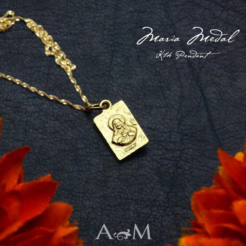 匿名！送料無料！ アロハマナ ネックレス ハワイアンジュエリー アクセサリー レディース 女性 メンズ 男性 K14 イエローゴールド マリア メダイ スクエ 【SKC7622518128】(26915円)