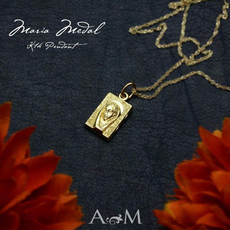 匿名！送料無料！ アロハマナ ネックレス ハワイアンジュエリー アクセサリー レディース 女性 メンズ 男性 K14 イエローゴールド マリア メダイ スクエ 【SKC7622518128】(26915円)