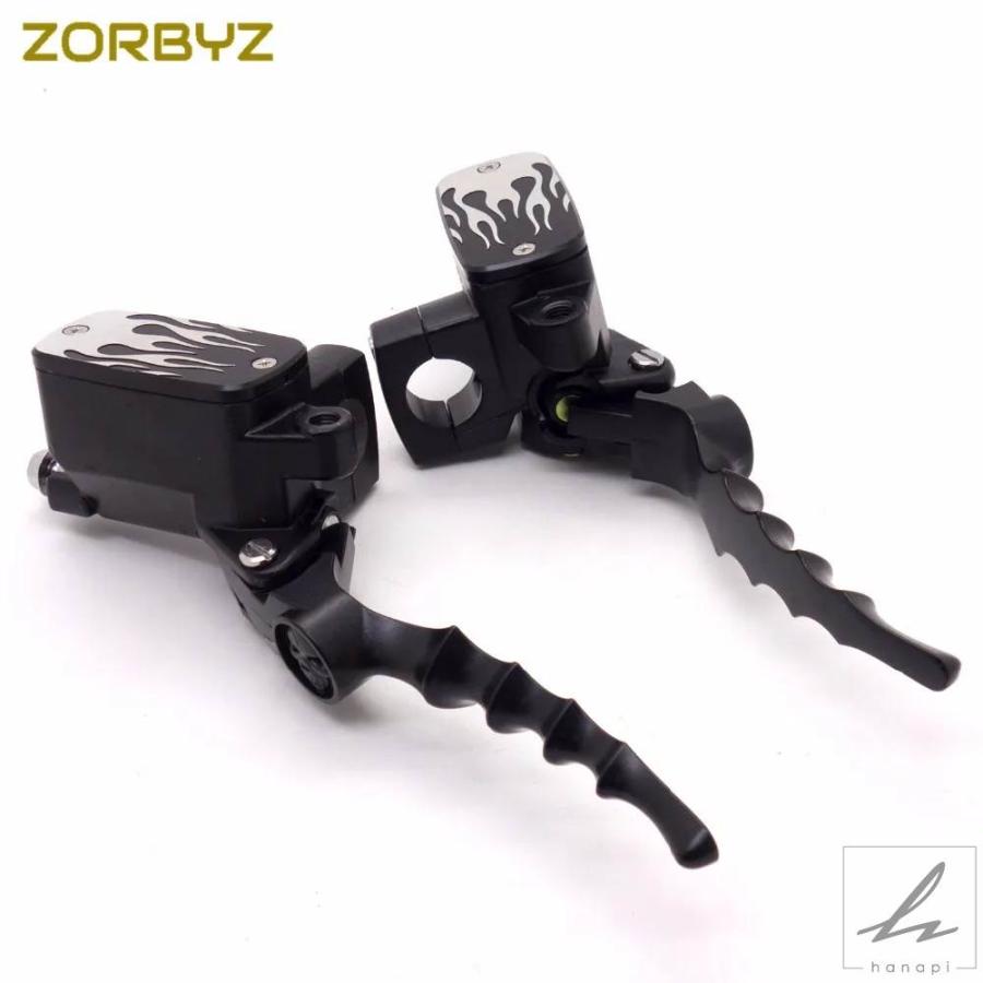 ZORBYZ オートバイ 1ペア 25MM ブラック ハンドルバーコントロール リザーバー ブレーキ 油圧クラッチレバー ハーレー ホンダ カワサキ ビクトリー用 部品