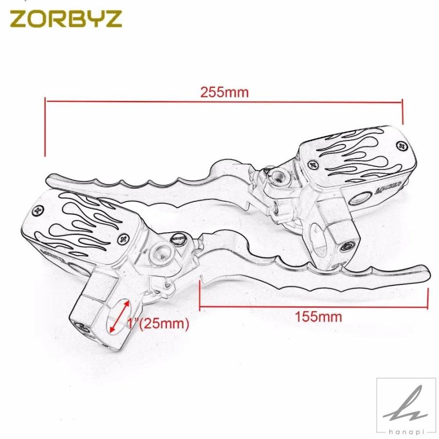 ZORBYZ オートバイ 1ペア 25MM ブラック ハンドルバーコントロール リザーバー ブレーキ 油圧クラッチレバー ハーレー ホンダ カワサキ ビクトリー用 部品