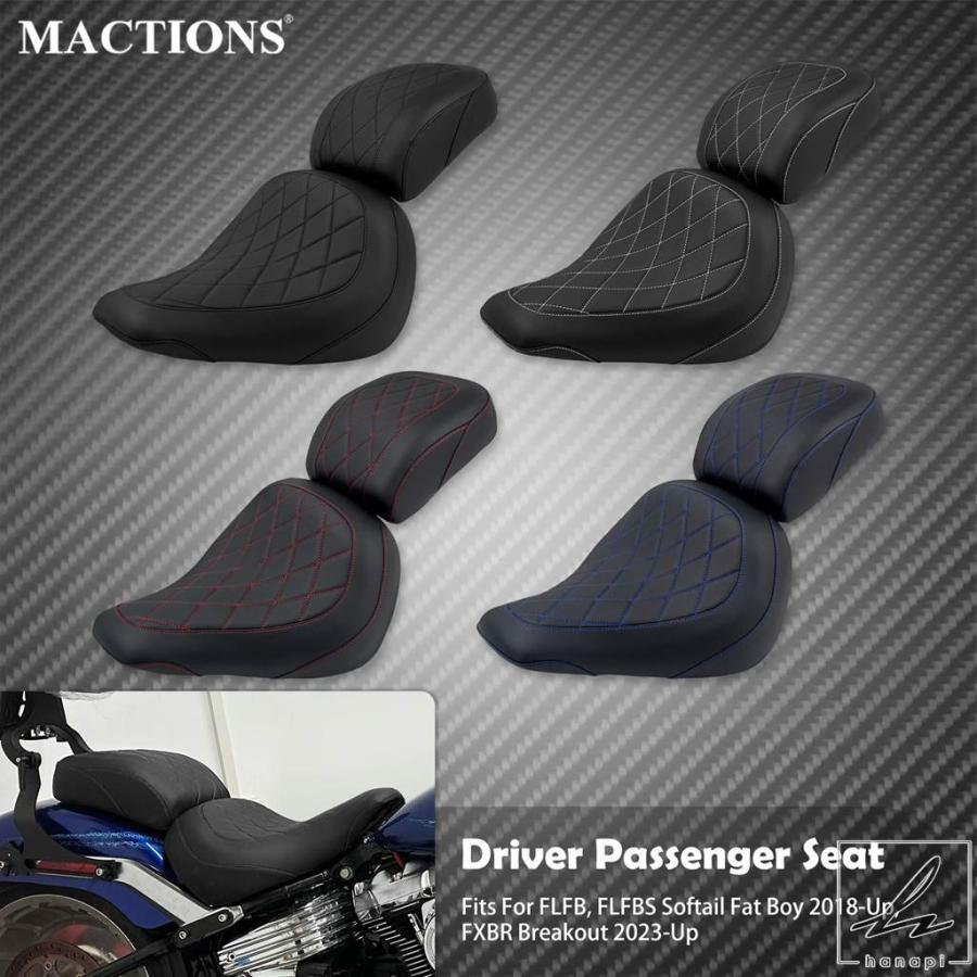 バイク　シート　ハーレー　パーツ　ソフテイル 並行輸入品】 運転席助手席 バイク用 2人乗り ブラック/ブルー