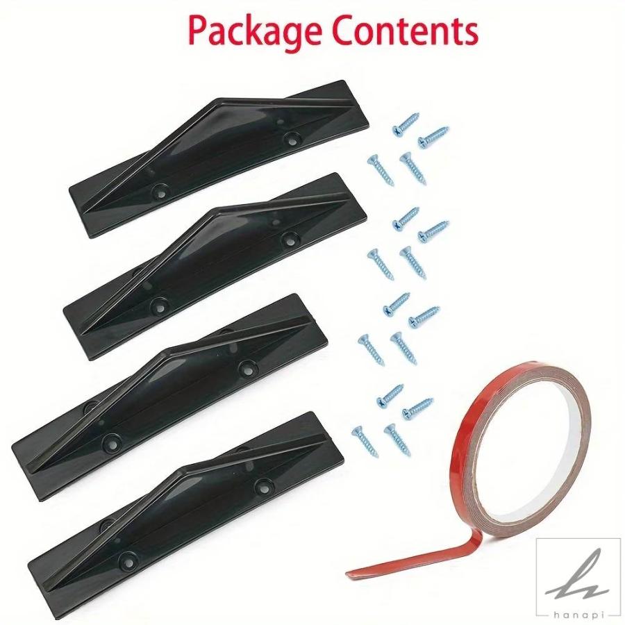 【並行輸入品】4個汎用カーリアバンパーリップディフューザーシャークフィンカナードスポイラースプリッターカーボンブラックABS防止アクセサリー 部品 カス | ブランド登録なし | 04