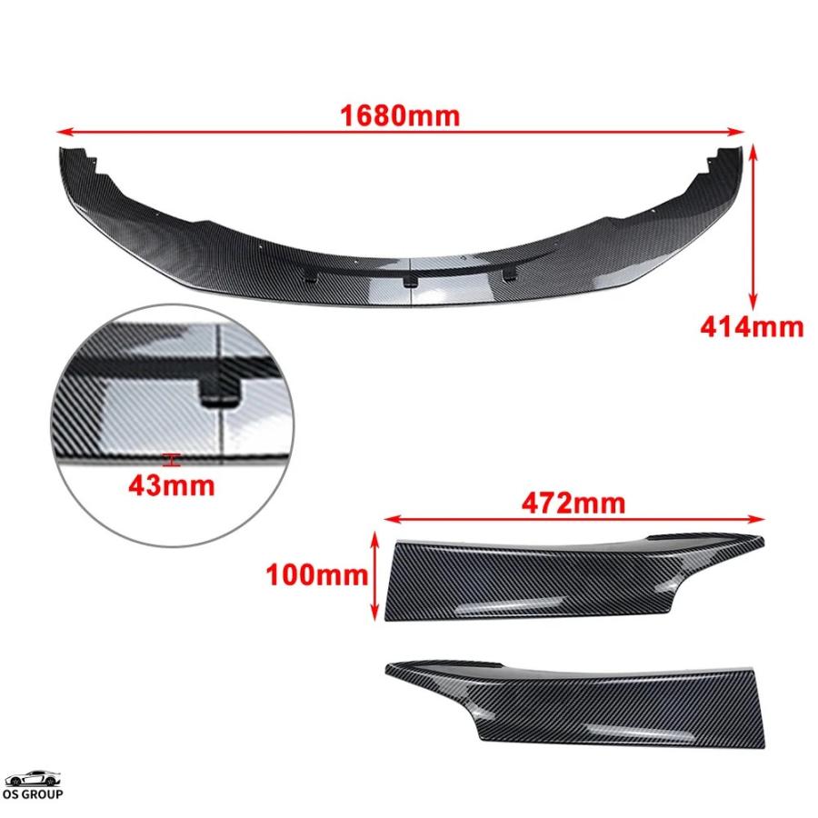 【並行輸入品】 4P フロント バンパー スポイラー リップ+サイド スプリッター カバー キットs BMW 1 シリーズ F20 F21 M スポーツ 2011年 2012年 2013年 2014の画像