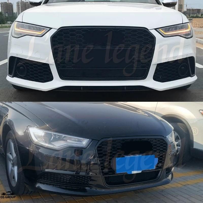 つやあり ブラック フロント バンパー グリル センター レーシング グリル RS6 スタイル グリル Replエースment アウディ A6/S6 C7 2012年-2015年