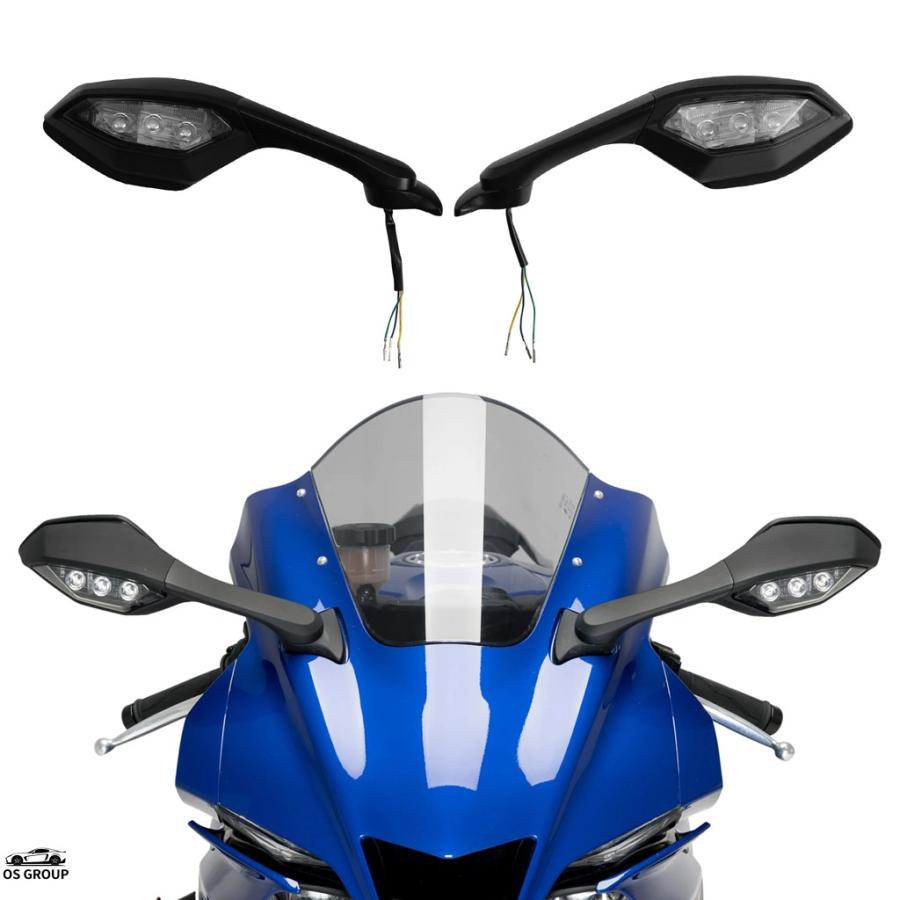 R1/R1M 純正ミラー　左　LED ウィンカー付き 並行輸入品 バイク 左 ＆ 右 リア サイド ミラー アンバー オレンジ