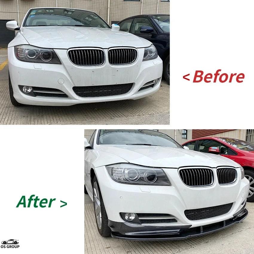【並行輸入品】 ブラック フロント バンパー リップ スポイラー スプリッター BMW 3 シリーズ E90 E91 LCI フェイスリフト 325i 330i 2007年-2012年 カナードの画像