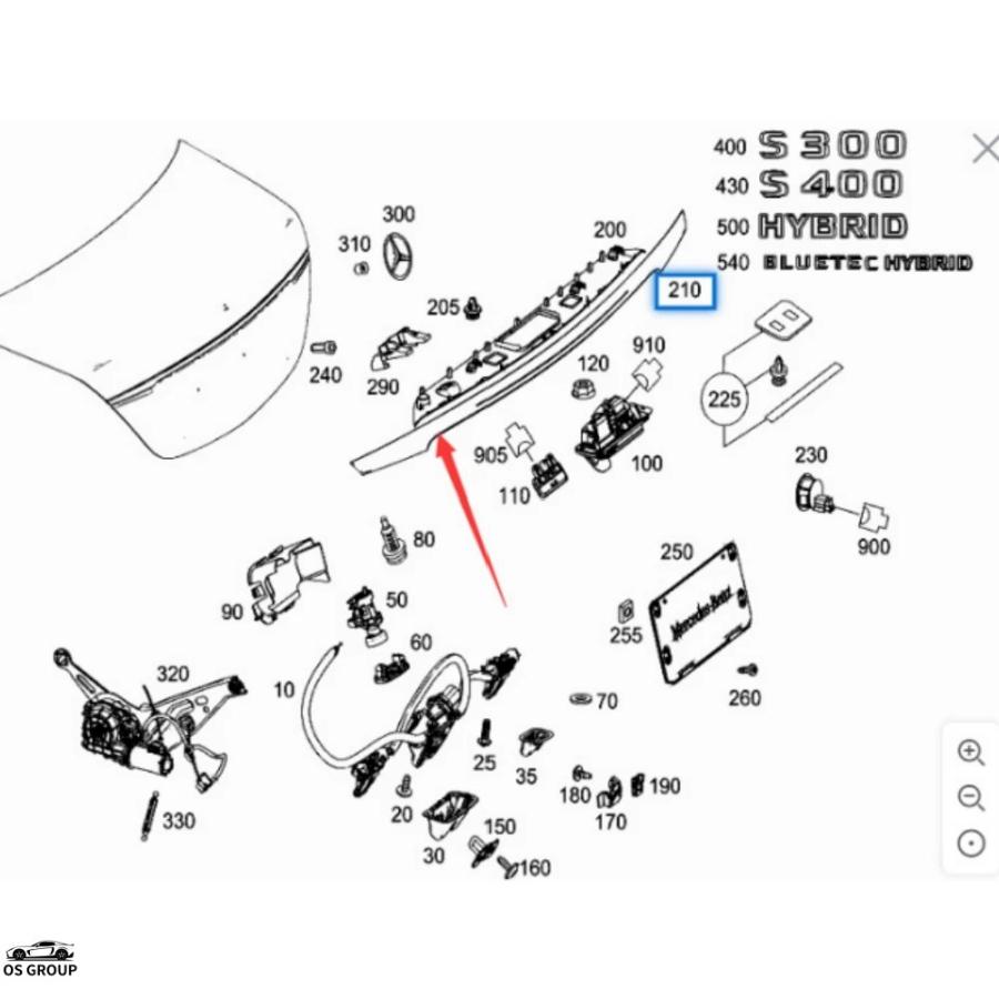 並行輸入品 トランク メッキ A2227570100 ベンツ S- クラス W222 S400