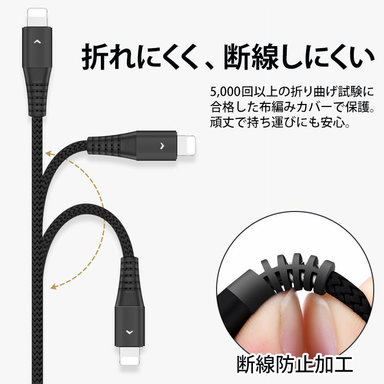 HanaRo iPhone 充電ケーブル 1.8m 3in1 3本セット iOS Android Micro