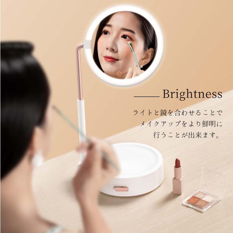 卓上ミラー おしゃれ 充電式 Ledミラー 化粧鏡 Led 明るさ 3段階 高さ 調整 収納スタンド かわいい メイク用 メイク鏡 化粧ミラー Acs Mirror Box Hanaro オンラインストア 通販 Yahoo ショッピング