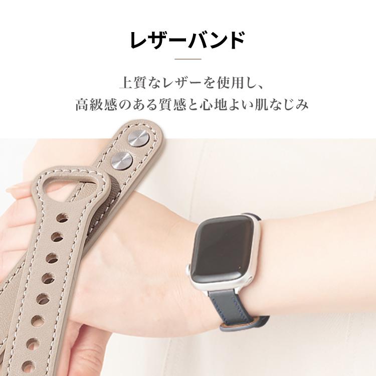 アップルウォッチ バンド 本革 レザー ボタン ベルト スリム apple watch series9 series8 SE Ultra2 series7 6 5 4 3 2 41mm 45mm 40mm 44mm 38mm 42mm 49mm｜hanaro-online-store｜04