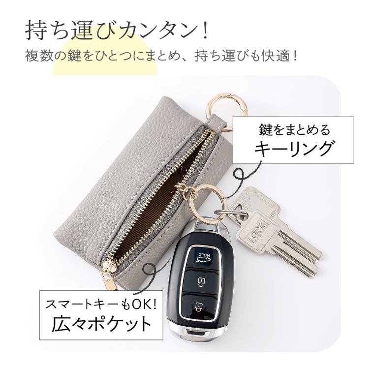 キーケース スマートキーケース キーホルダー カラビナ付き ファスナー