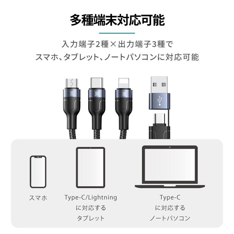 HanaRo iPhone Type-C USB 2in3 ケーブル 1.2m Apple アップル 急速