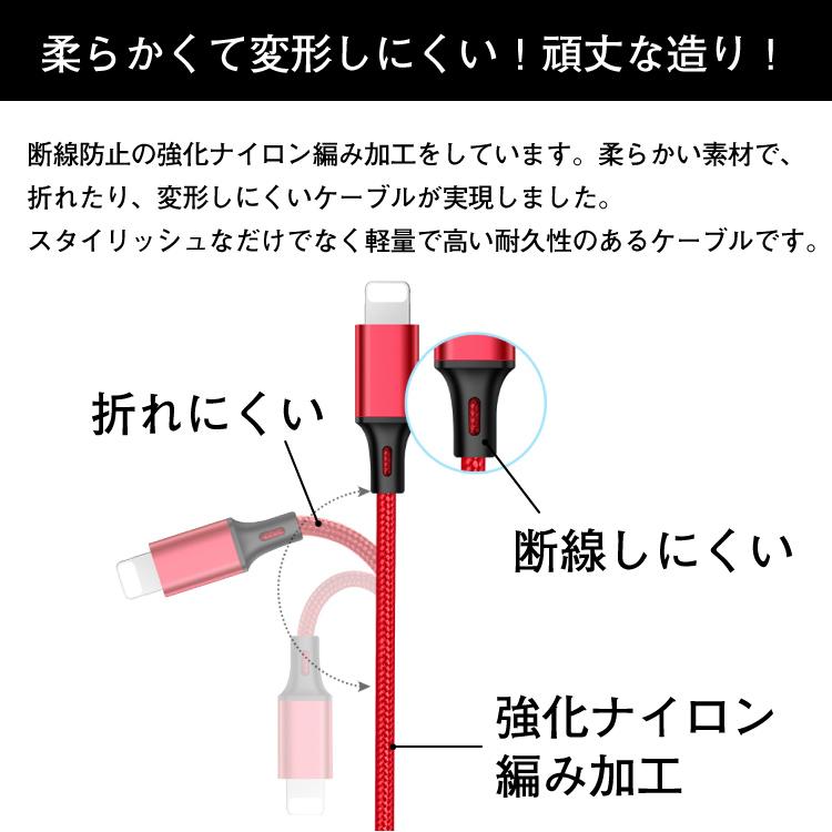 HanaRo iPhone 充電ケーブル 3in1 1.2m Android Micro USB Type-C