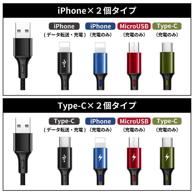 HanaRo iPhone ケーブル iPhone 充電ケーブル 4in1 1.2m 急速充電