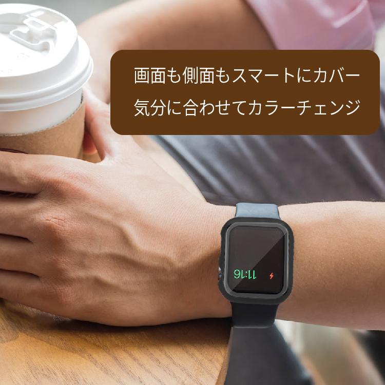 アップルウォッチ ケース 全面保護 AppleWatch Series9 Ultra2 Series8 Series7 Series6 SE Series5 4/3/2 カバー PC 強化ガラス 側面保護 画面保護 軽量｜hanaro｜02