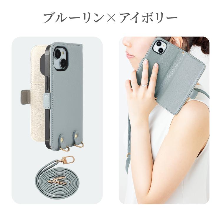 HanaRo iPhone17 ケース 手帳型 iPhone16e ショルダー セット ミラー