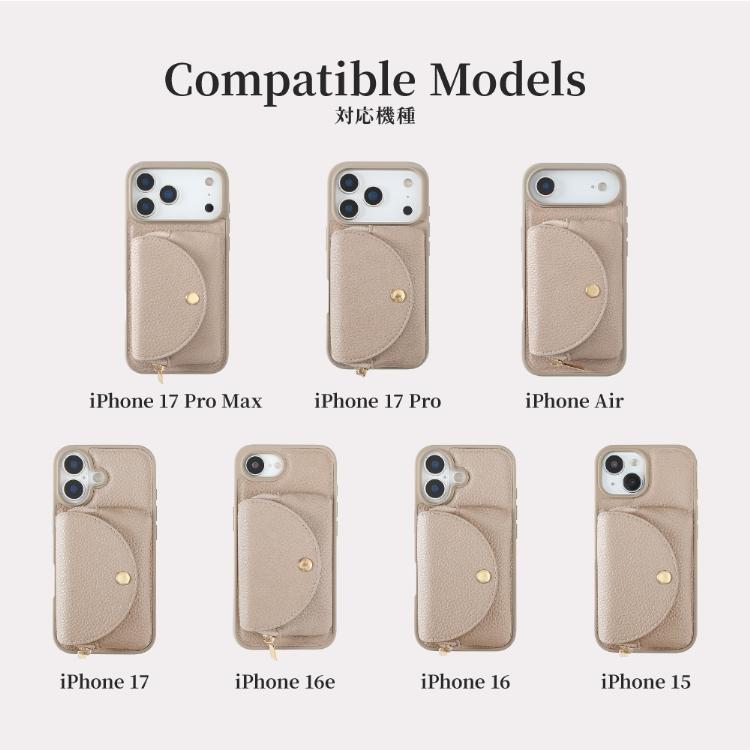 HanaRo iPhone17 ケース ショルダー 背面ポケット ミラー付き iPhone16