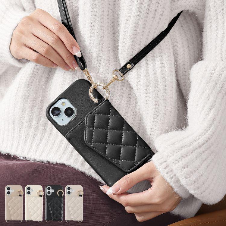 HanaRo iPhone17 ケース ショルダー ストラップ iPhone16 ケース 背面