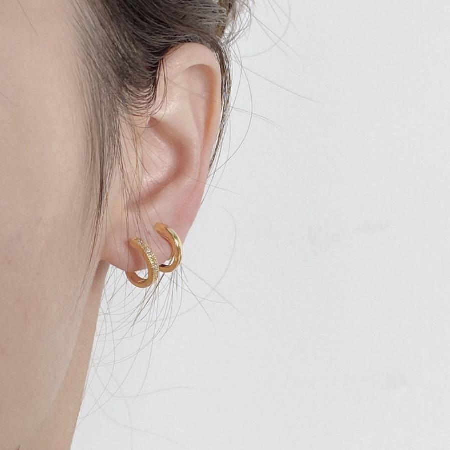 2連 フープ イヤリング ピアス見え 14K 痛くないイヤリング シンプル 