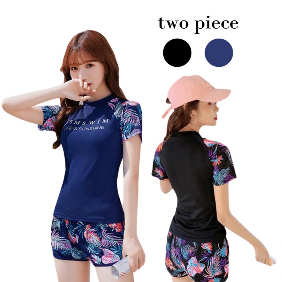 人気top 韓国 フィットネス 水着 体型カバー スイムウェア レディース ママ水着 スポーツ水着 2点セット 国内配送 Aynaelda Com