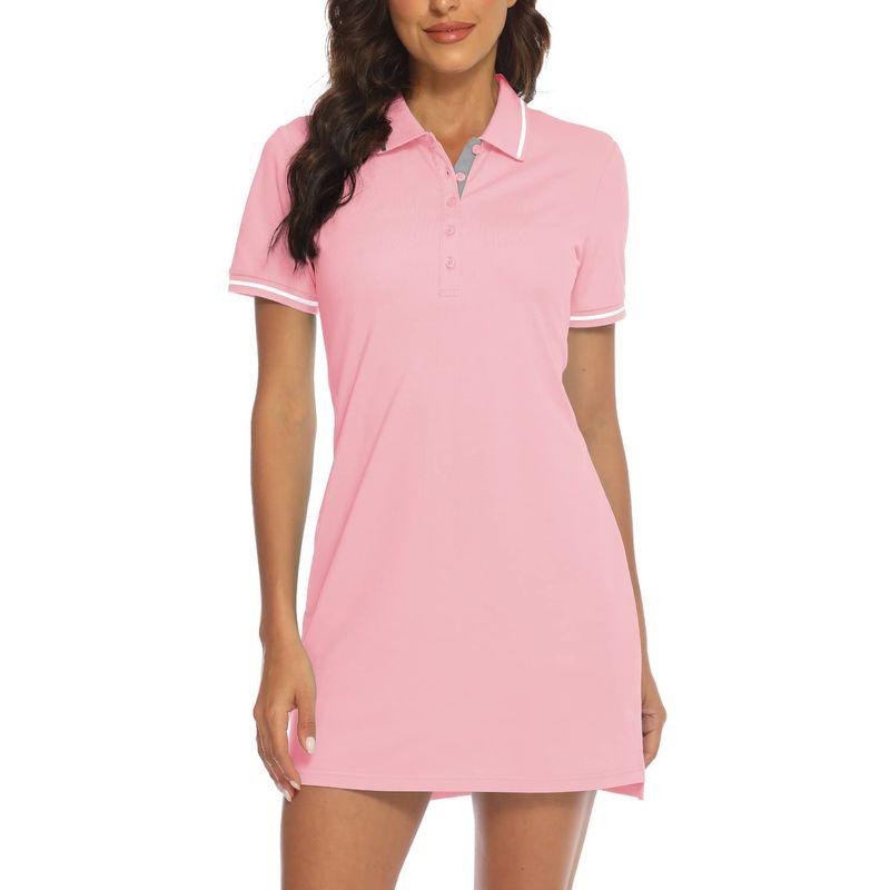 Gopune レディース ワンピース スポーツ 通気 ゴルフワンピース ポロ ロング Tシャツ 半袖 テニスドレス カジュアル服 日常着 着