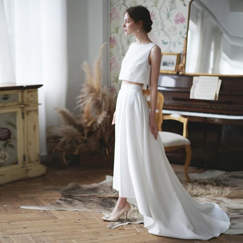 ウエディングドレス 二次会 フィッシュテール 購入 セパレート 白 結婚式 フォトウエディング Aライン 前撮り 5021 パーティードレス専門店ファーナ 通販 Yahoo ショッピング