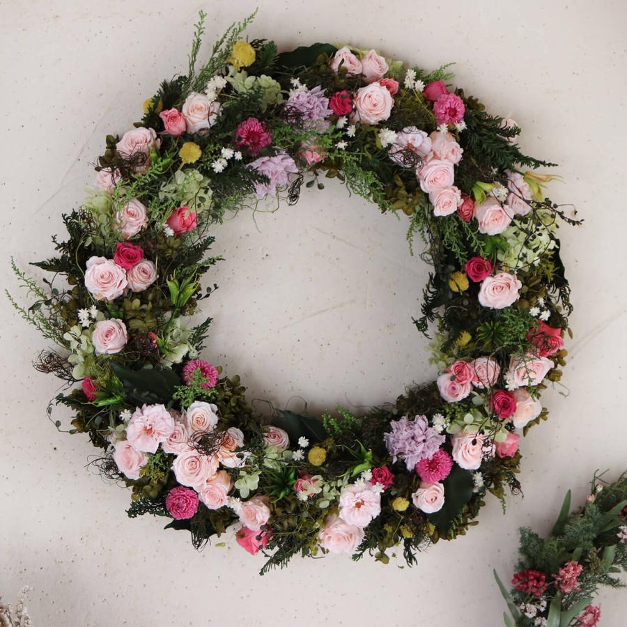 特大 1点もの 約直径50cm 】 ンクグリーンのエレガントな大きいリース