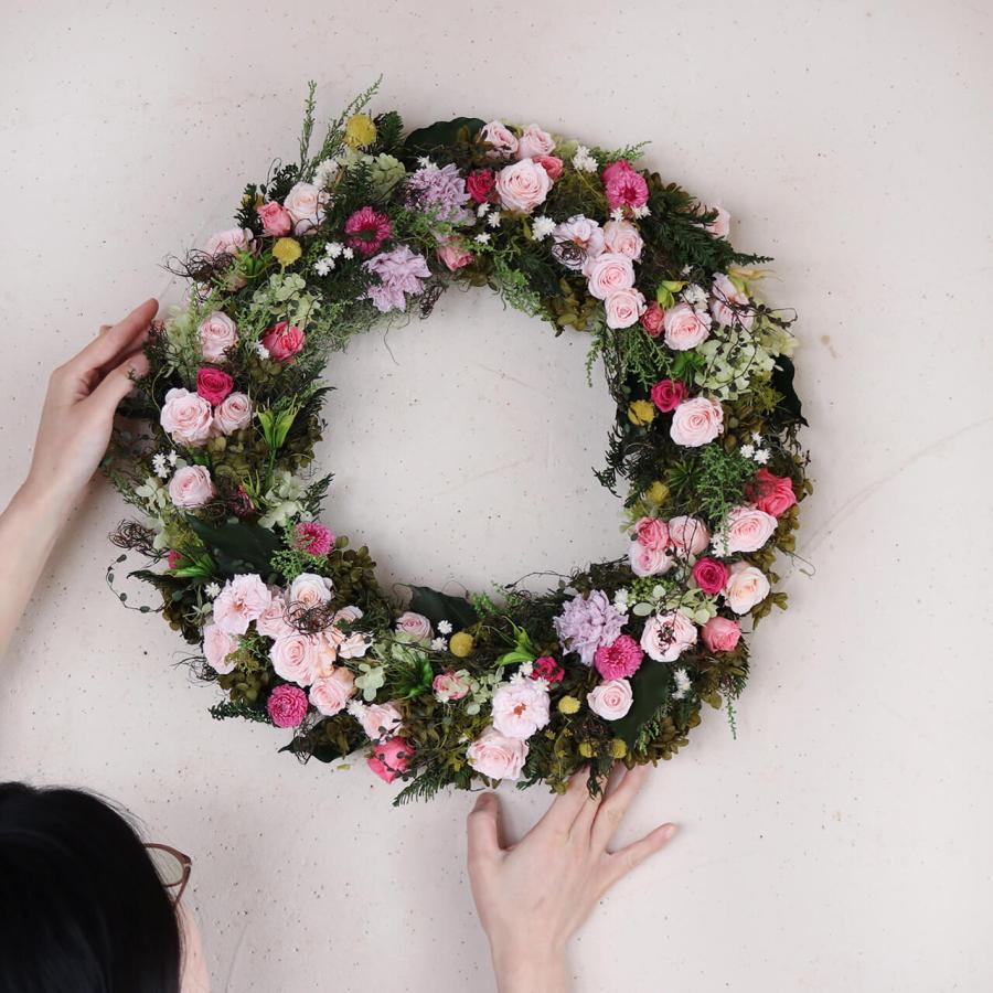 特大 1点もの 約直径50cm 】 ンクグリーンのエレガントな大きいリース