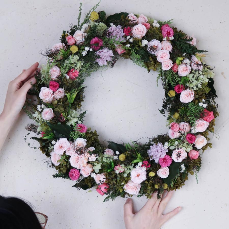 特大 1点もの 約直径50cm 】 ンクグリーンのエレガントな大きいリース