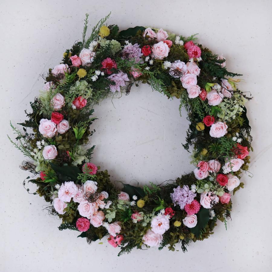 特大 1点もの 約直径50cm 】 ンクグリーンのエレガントな大きいリース