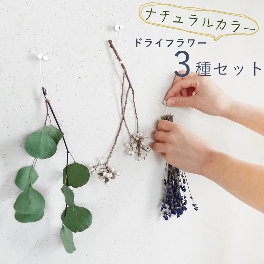 ナチュラルカラー ドライフラワーセット ユーカリ 富良野ラベンダー ナンキンハゼ ＊ 茎付だから吊り下げて♪ ナチュラルインテリア お試しセット 初心者向け 枝（Yahoo!・富良野・花七曜）