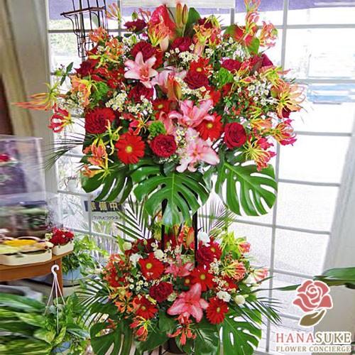 花色は選べる25色 最大57 Offクーポン 配送 名札 画像 全国対応スタンド花 回収無料 円 フラワーコンシェルジュ厳選花屋 のお祝いスタンド花2段