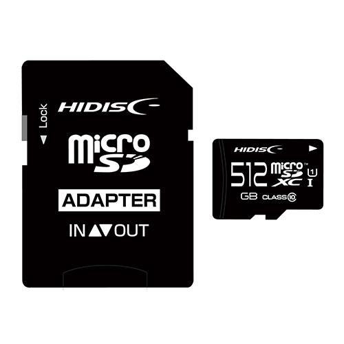 HIDISC microSDXCカード 512GB A2， V30， CLASS10 UHS-1 Speed Class3対応 SD変換アダプタ付き HDMCSDX512GCL10UIJP3