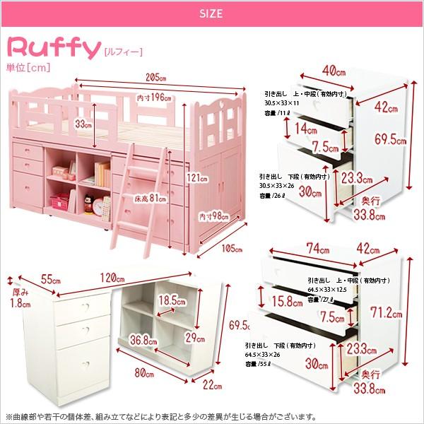 組み変え自由自在のシステムベッド【ルフィー-ruffy】システムベッド　学習机     商品情報    【商品について】組み変え自由自在のシステムベッド【ルフィー-ruffy】システムベッド　学習机サイズ：外寸：(約)105x20