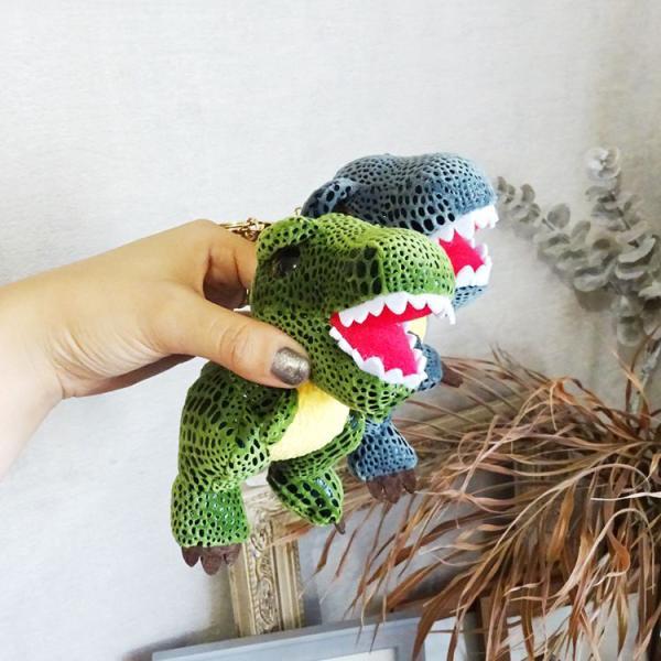 2色 ティラノサウルスぬいぐるみキーホルダーキーリング 送料無料