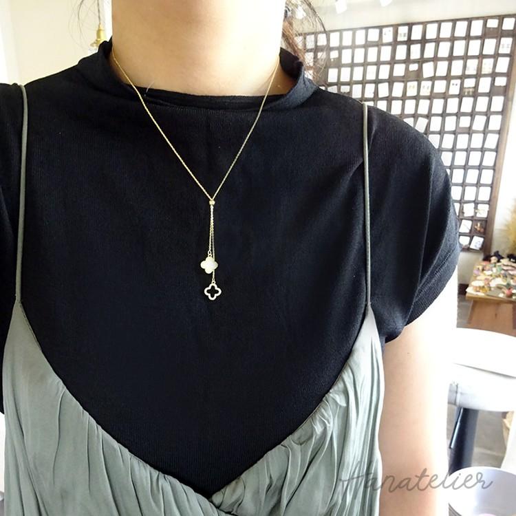 SILVER登場！】2連シェルクローバーのラリエットネックレス・スライド