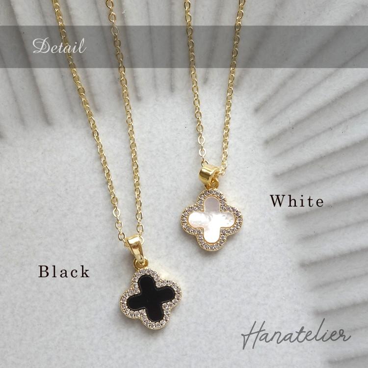 キュービックジルコニアとシェルのネックレス nec044 : Hanatelier