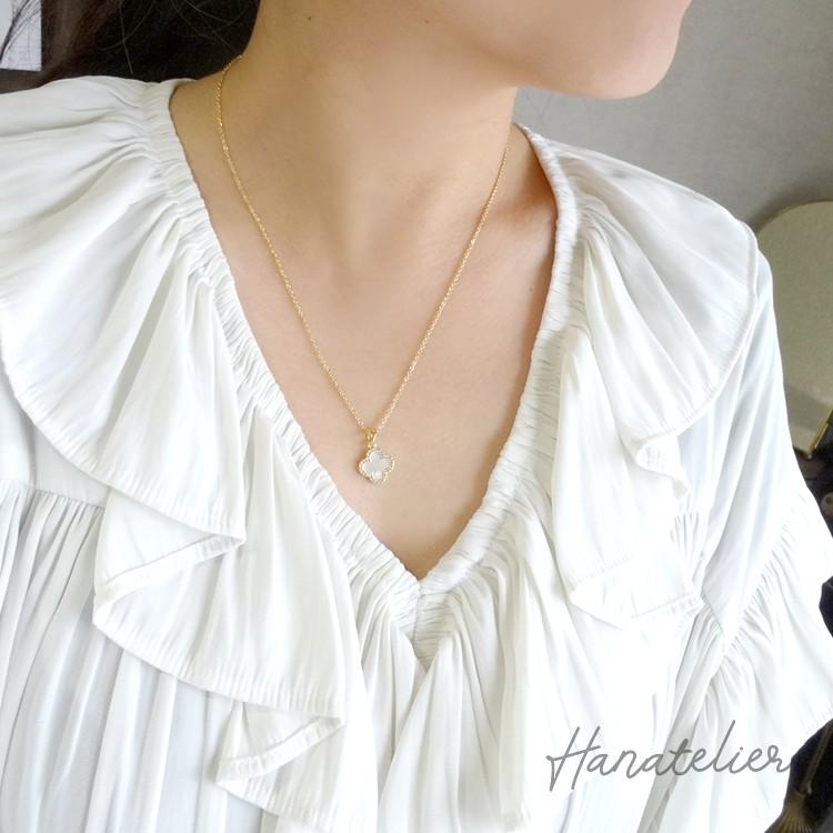 シェルペンダントネックレス ブラックホワイト リバーシブル シルバーペンダントトップ