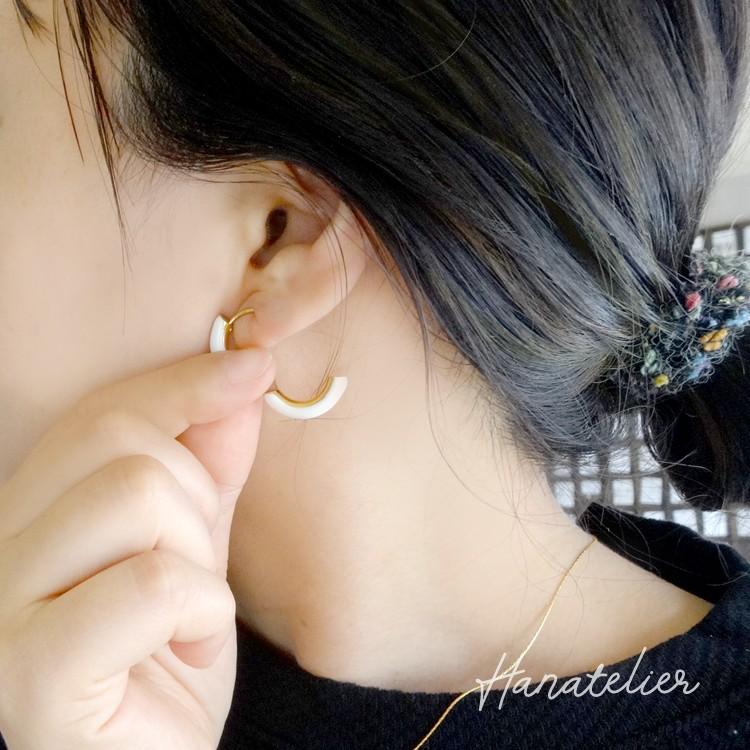 11色＞ステンレス18KメッキのCOLORフープタッチピアス pie205 ☆加工