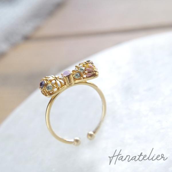 フリーリングで新発売!RomanticRibbonフラワガーデンリング rin011 